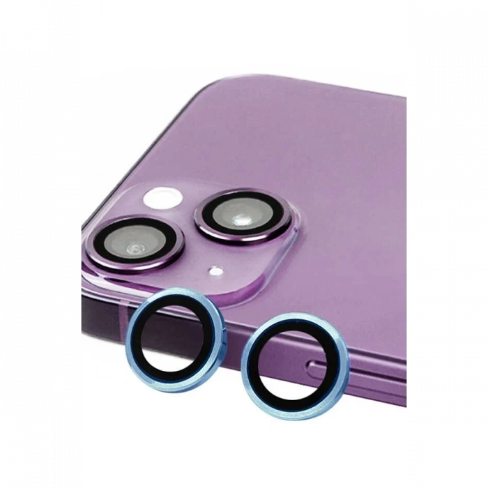 Hubrendy Bez Apple iPhone 14 Raze Metal Kamera Lens - Mavi