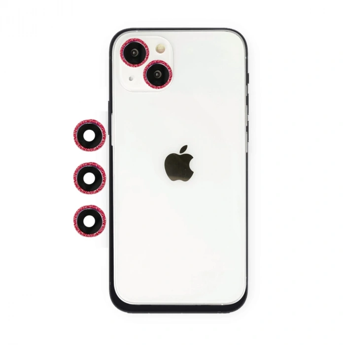 Hubrendy Bez Apple iPhone 14 Shine Kamera Lens - Kırmızı