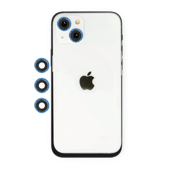 Hubrendy Bez Apple iPhone 14 Shine Kamera Lens - Mavi