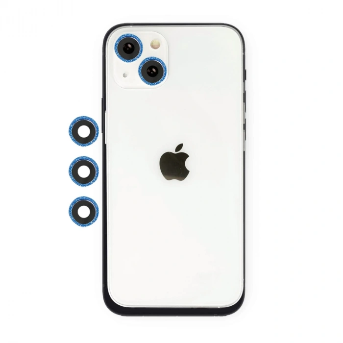 Hubrendy Bez Apple iPhone 14 Shine Kamera Lens - Mavi