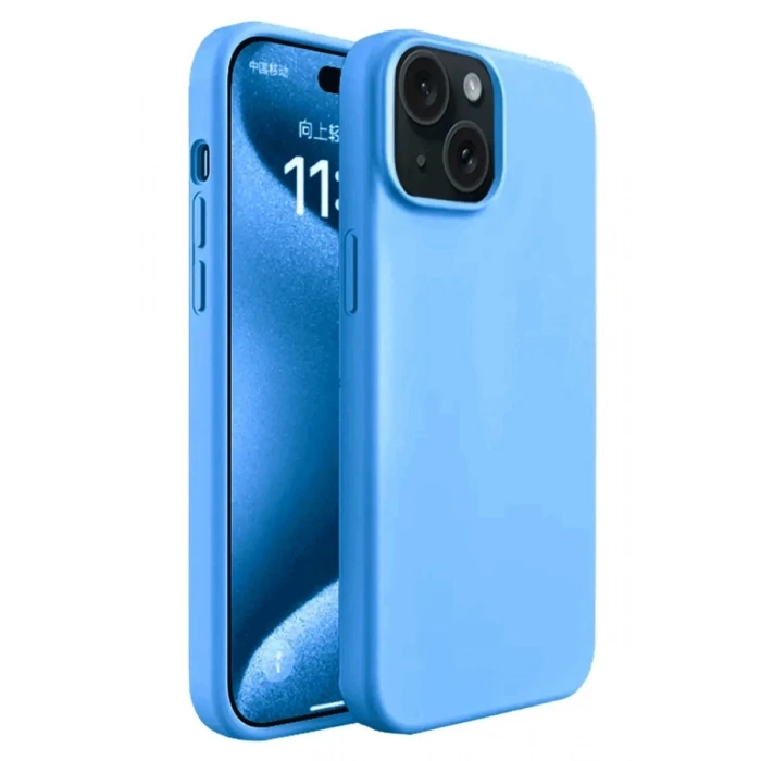 Hubrendy Bez Apple iPhone 15 Kılıf First Silikon - Mavi