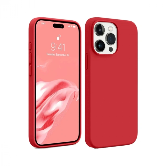 Hubrendy Bez Apple iPhone 15 Pro Kılıf First Silikon - Kırmızı