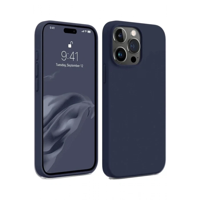 Hubrendy Bez Apple iPhone 15 Pro Kılıf First Silikon - Lacivert