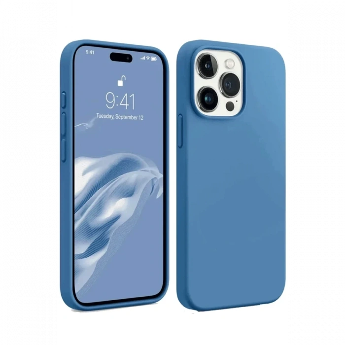 Hubrendy Bez Apple iPhone 15 Pro Kılıf First Silikon - Mavi