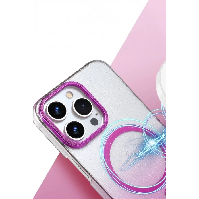 Hubrendy Bez Apple iPhone 15 Pro Max Glossy Magsafe Kapak - Siyah