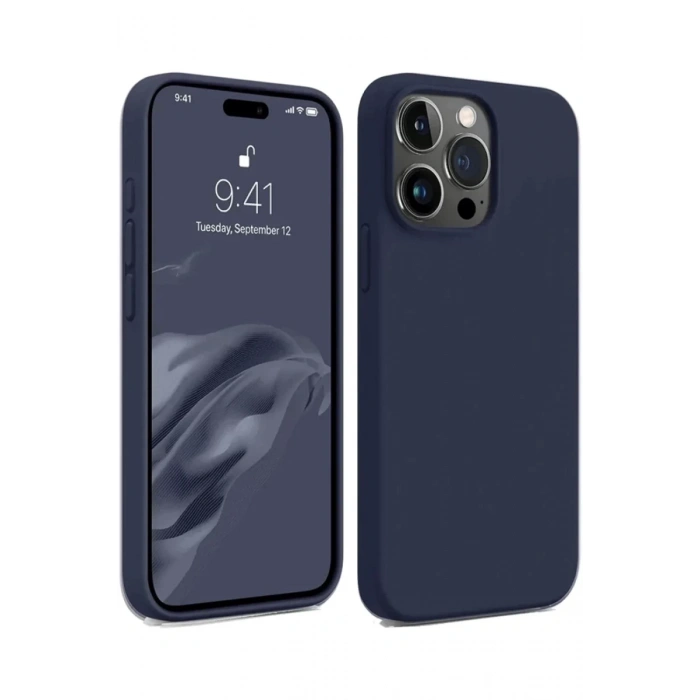 Hubrendy Bez Apple iPhone 15 Pro Max Kılıf First Silikon - Lacivert