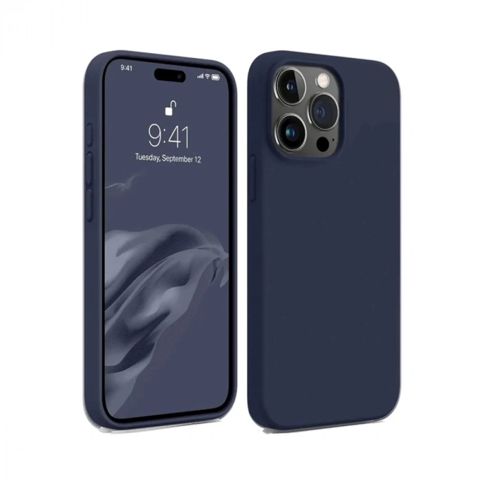 Hubrendy Bez Apple iPhone 15 Pro Max Kılıf First Silikon - Lacivert