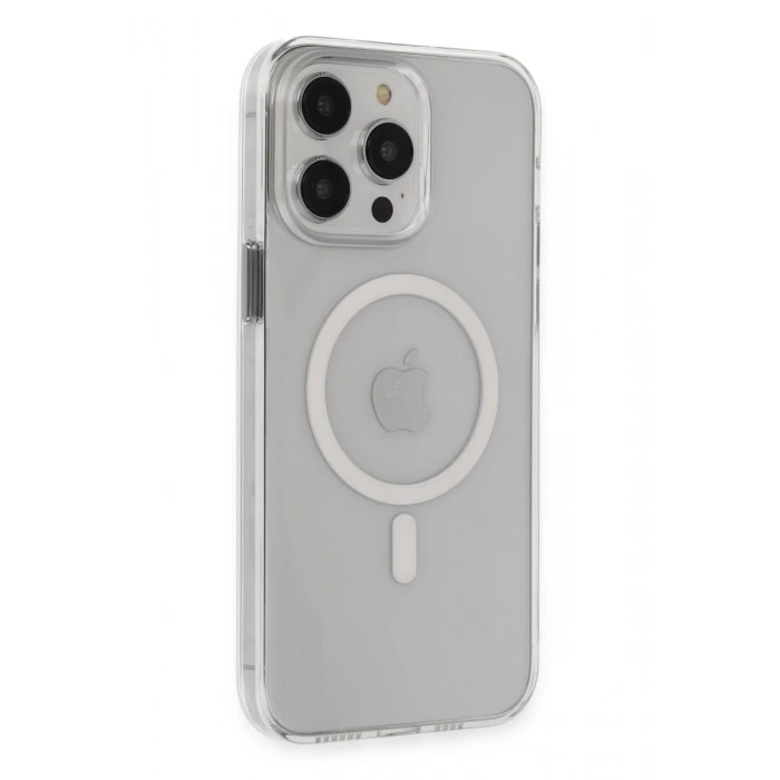 Hubrendy Bez Apple iPhone 15 Pro Max Kılıf Tron Şeffaf Magsafe Kapak - Şeffaf
