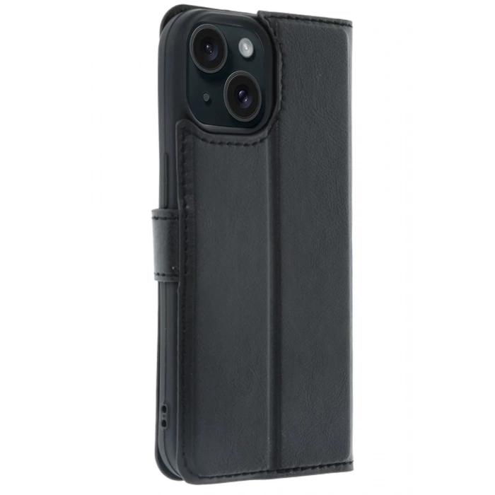 Hubrendy Bez Apple iPhone 15 Trend S Plus Kapaklı Kılıf - Siyah
