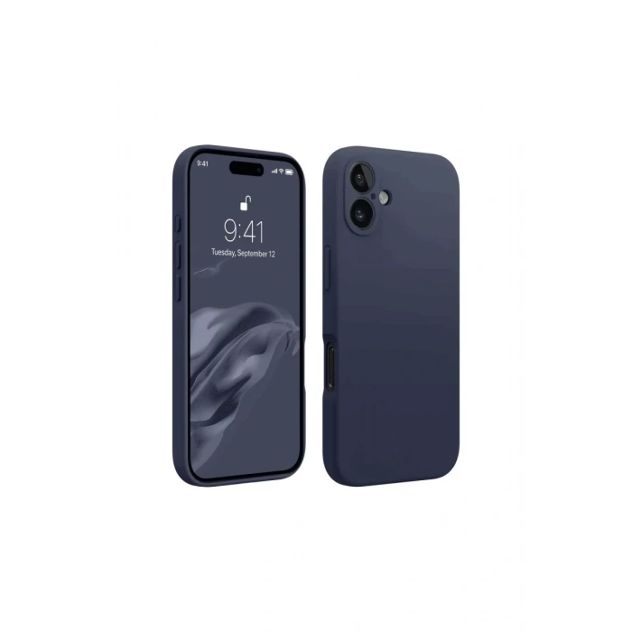 Hubrendy Bez Apple iPhone 16 Kılıf First Silikon - Lacivert