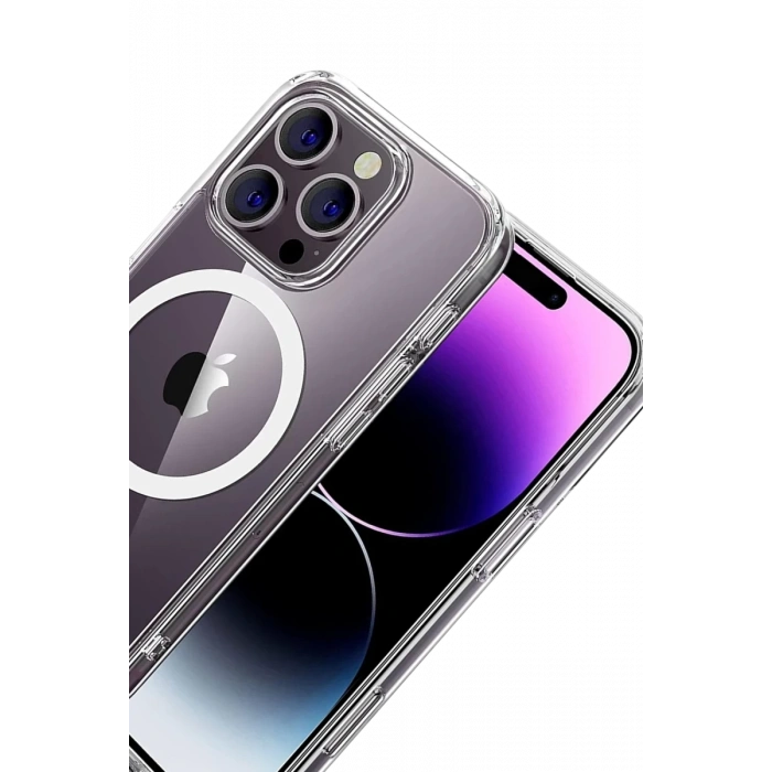 Hubrendy Bez Apple iPhone 16 Pro Max Combo Sert Şeffaf Magsafe Kapak - Şeffaf