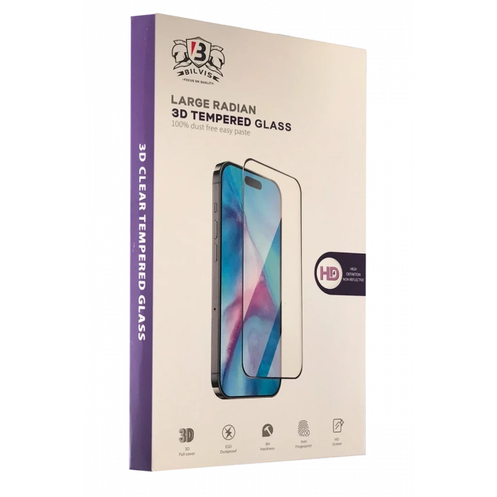 Hubrendy Bez Apple iPhone 16E Bilvis 3D Radian Cam Ekran Koruyucu