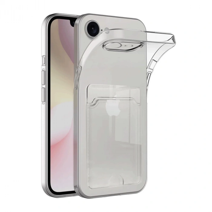 Hubrendy Bez Apple iPhone 16E Kılıf Kart Şeffaf Silikon - Şeffaf