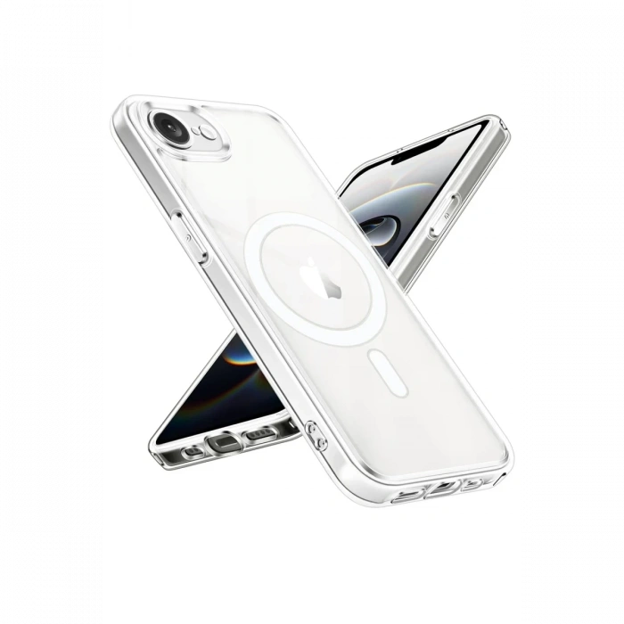 Hubrendy Bez Apple iPhone 16E Kılıf Magneticsafe Şeffaf Silikon - Şeffaf