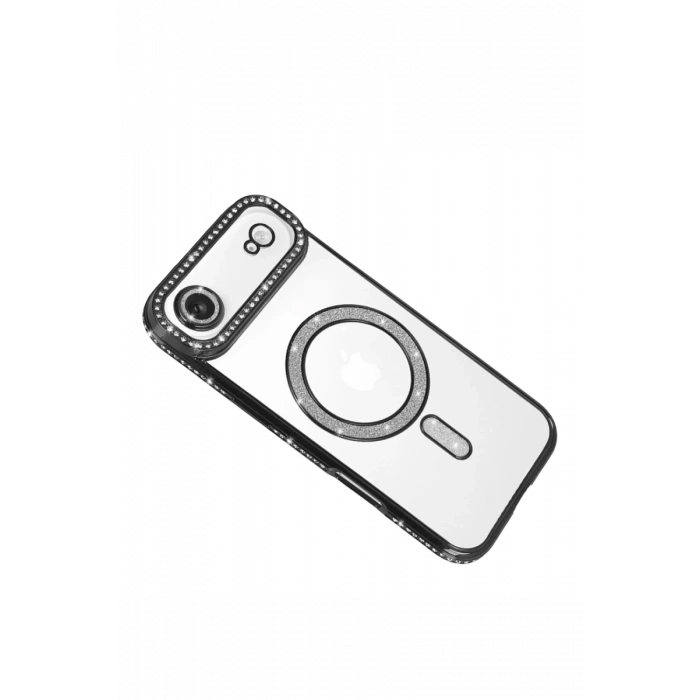 Hubrendy Bez Apple iPhone 17 Air Joke Simli Magneticsafe Kılıf - Siyah