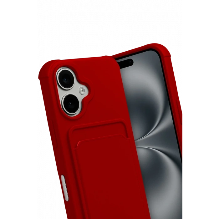 Hubrendy Bez Apple iPhone 17 Kelvin Kartvizitli Silikon - Kırmızı