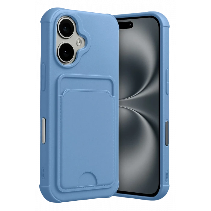 Hubrendy Bez Apple iPhone 17 Kelvin Kartvizitli Silikon - Mavi