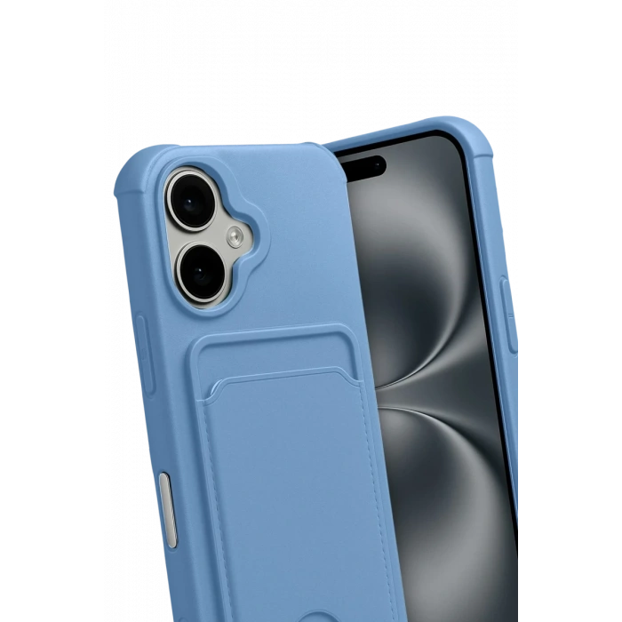 Hubrendy Bez Apple iPhone 17 Kelvin Kartvizitli Silikon - Mavi