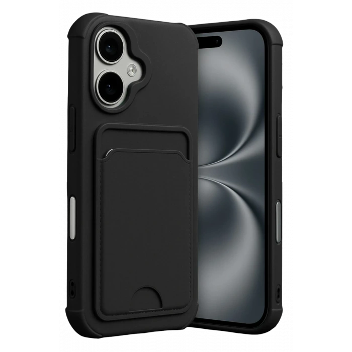 Hubrendy Bez Apple iPhone 17 Kelvin Kartvizitli Silikon - Siyah