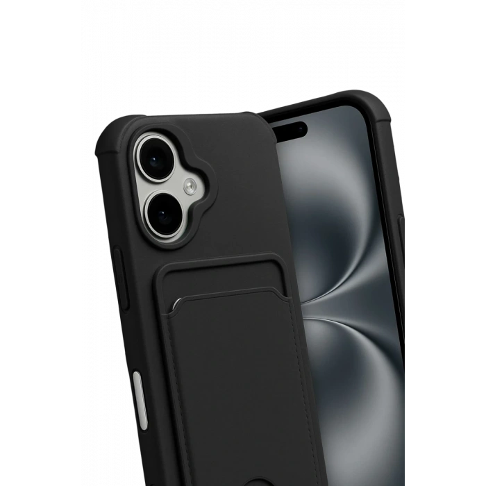 Hubrendy Bez Apple iPhone 17 Kelvin Kartvizitli Silikon - Siyah