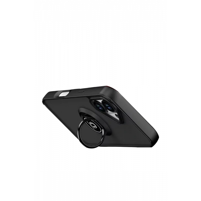 Hubrendy Bez Apple iPhone 17 Montreal Yüzüklü Silikon Kapak - Siyah