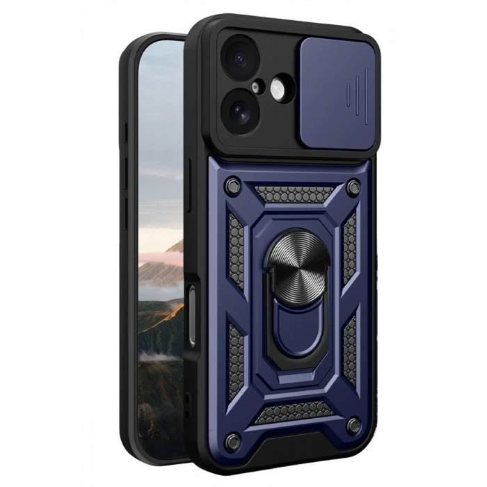 Hubrendy Bez Apple iPhone 17 Pars Lens Yüzüklü Silikon - Lacivert