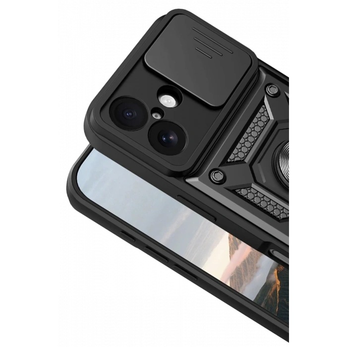 Hubrendy Bez Apple iPhone 17 Pars Lens Yüzüklü Silikon - Siyah