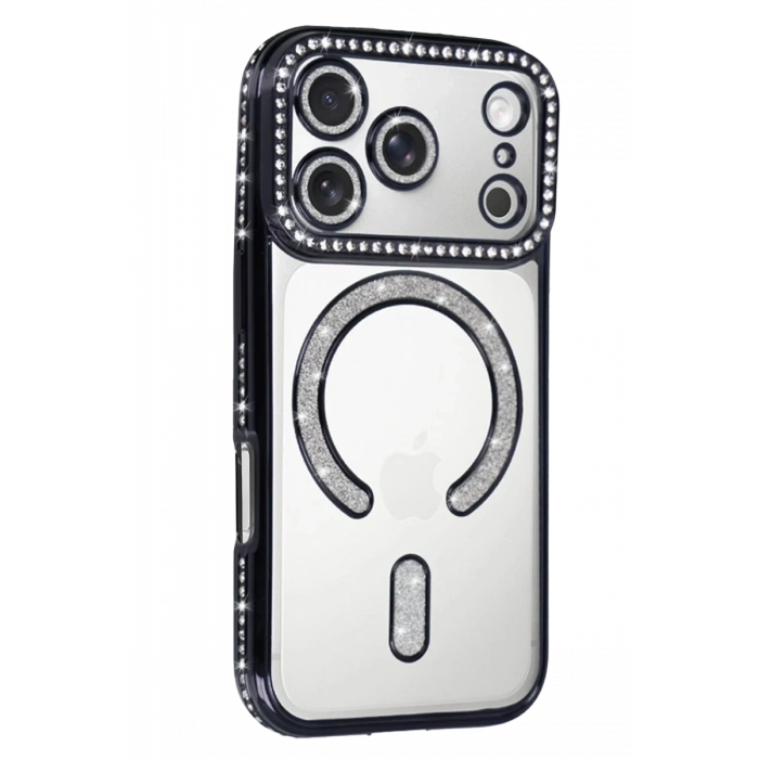 Hubrendy Bez Apple iPhone 17 Pro Joke Simli Magneticsafe Kılıf - Siyah