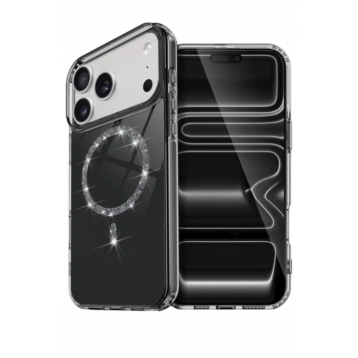 Hubrendy Bez Apple iPhone 17 Pro Live Diamond Magsafe Kapak - Siyah