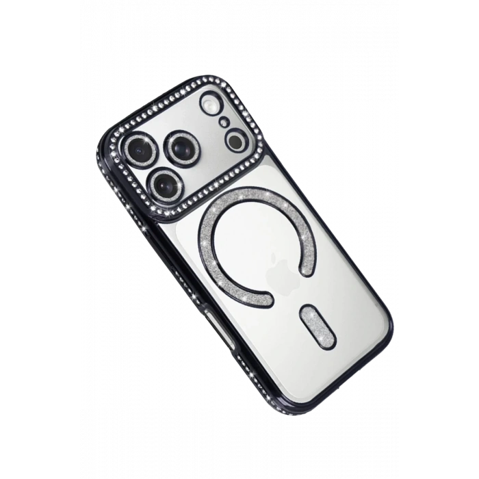 Hubrendy Bez Apple iPhone 17 Pro Max Joke Simli Magneticsafe Kılıf - Siyah