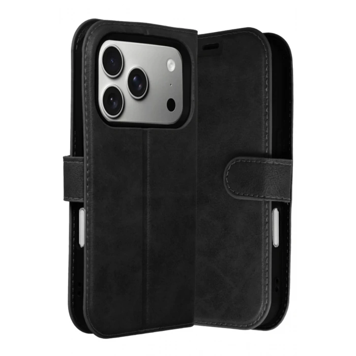 Hubrendy Bez Apple iPhone 17 Pro Trend S Plus Kapaklı Kılıf - Siyah