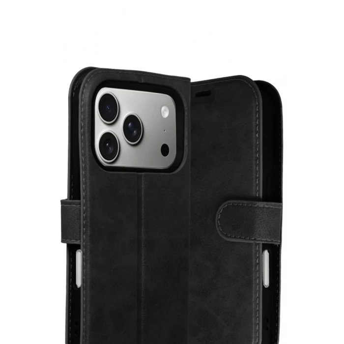 Hubrendy Bez Apple iPhone 17 Pro Trend S Plus Kapaklı Kılıf - Siyah