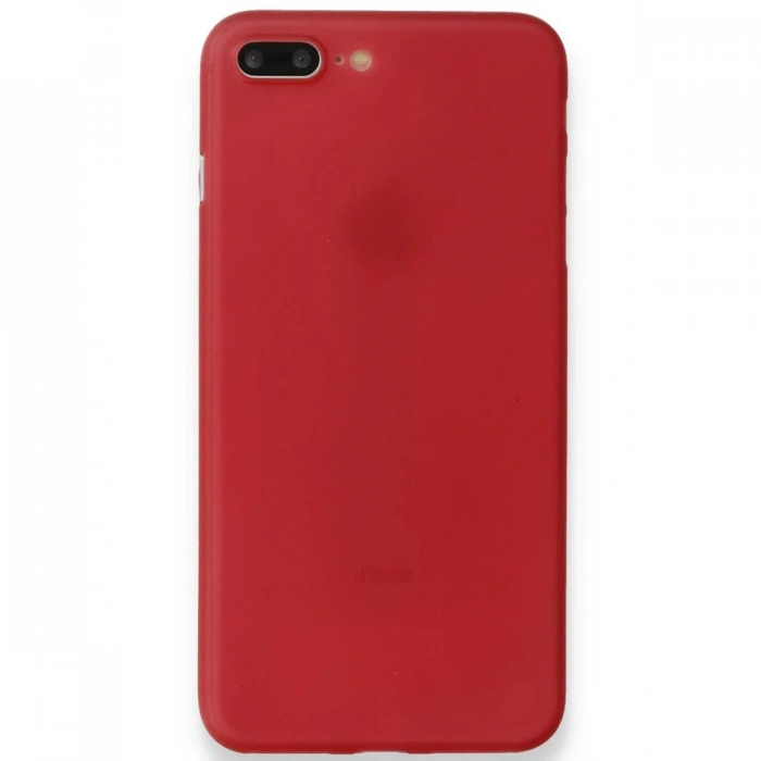 Hubrendy Bez Apple iPhone 8 Plus Kılıf PP Ultra İnce Kapak - Kırmızı