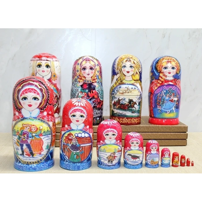 Hubrendy Kargo 10lu Ahşap Matruşka Seti Alk4389