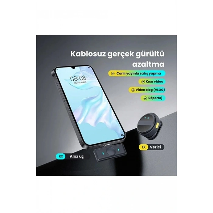 Hubrendy Kargo 2 Adet Profesyonel Kablosuz Yaka Mikrofonu Typce Uyumlu Manyetik Klipsli