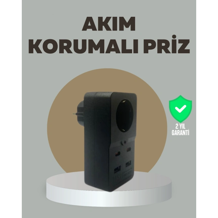Hubrendy Kargo Akıllı Akım Dengelemeli Priz 2500w 4 Usb Type C Çıkışlı