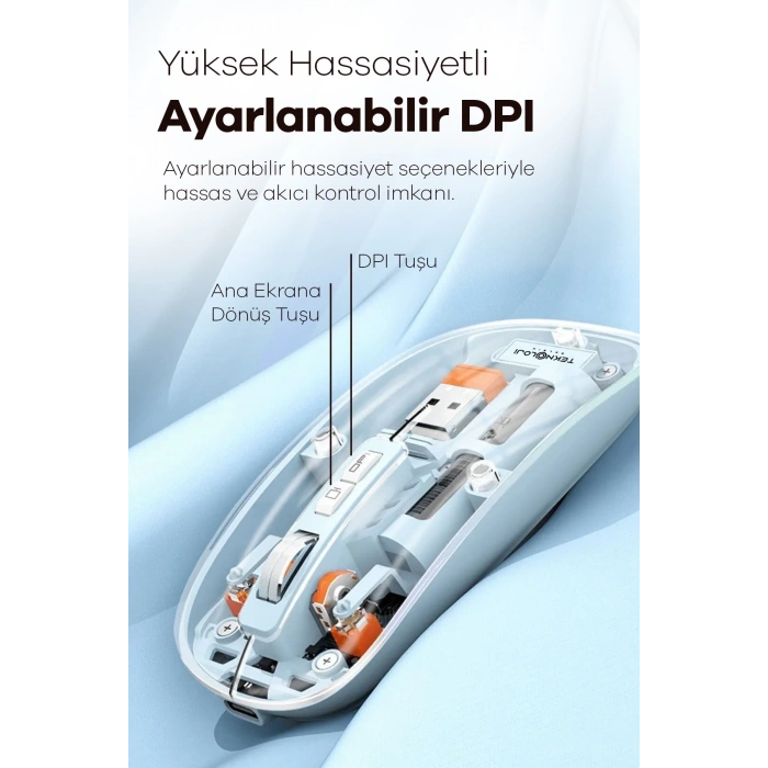 Hubrendy Kargo Bluetooth Usb Çift Modlu Sessiz Mouse, Şeffaf Mıknatıslı Kapaklı, Type-c Şarjlı, Dpı Ayarlı, Kablosuz 10m Çekim Mesafeli, Masaüstü Kısayol Tuşlu, Taşınabilir Şarjlı Mouse Siyah