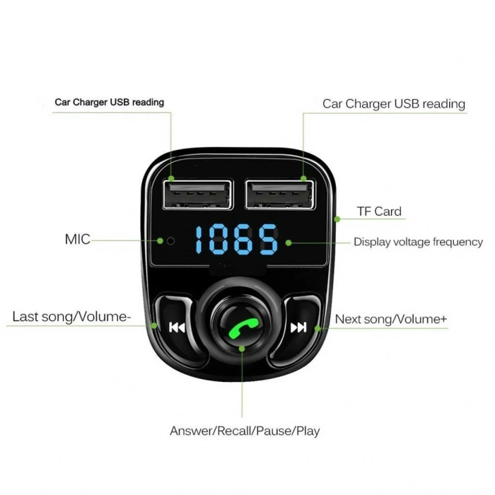Hubrendy Kargo Carx8 Bluetooth Araç Kiti Fm Transmitter