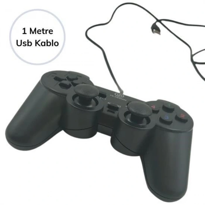 Hubrendy Kargo Çift Titreşimli Usb Kablolu Oyun Kolu Pc Uyumlu Vibration Gamepad