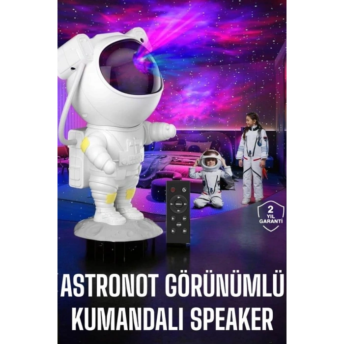 Hubrendy Kargo Çocuklara Özel Projeksiyon Astronot Lamba Speaker Sevimli
