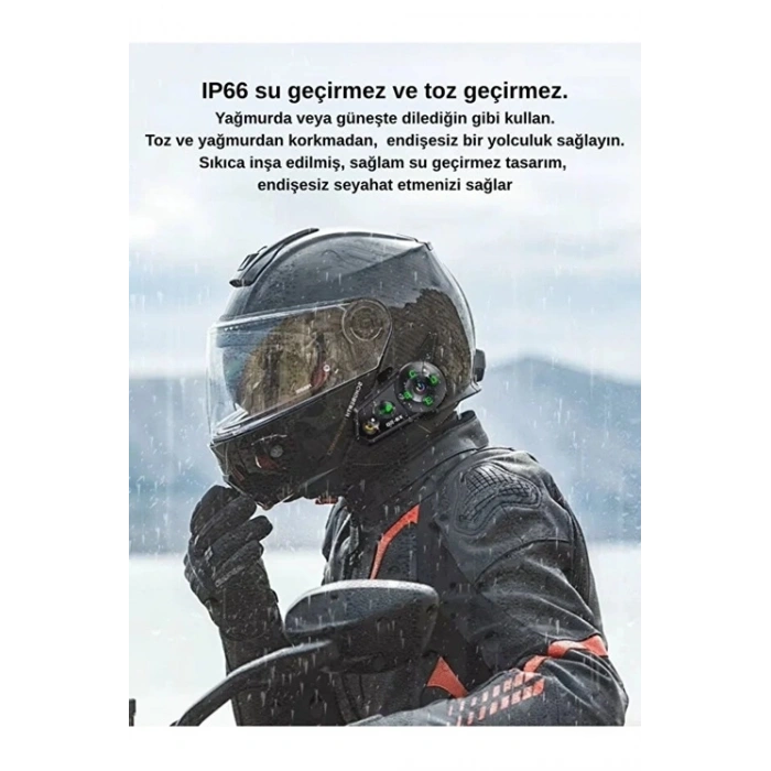 Hubrendy Kargo D2-6x 1000m Mesafeli 6 Kanallı İntercom Bluetooth Motosiklet Kask Kulaklığı İntercom Kulaklık