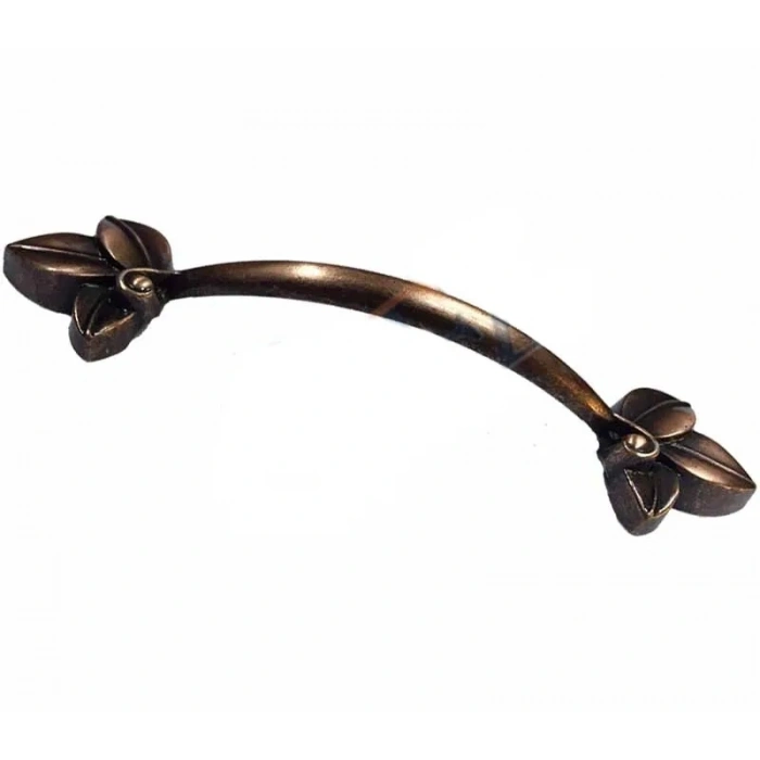 Hubrendy Kargo Dekoratif Zamak Yaprak Kulp - 96mm, Eskitme, 1 Adet