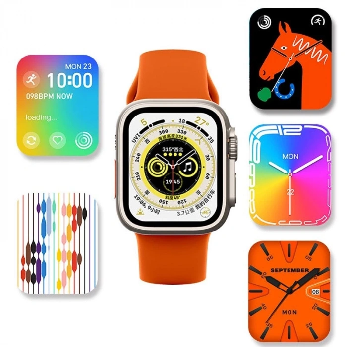 Hubrendy Kargo Hw8 Ultra Çift Kordon 49mm - Siri Nfc Bluetooth Arama Konuşma - İos & Android Uyumlu Akıllı Saat
