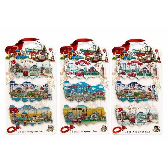 Hubrendy Kargo İstanbul Temalı Silikon Buzdolapı Süsü Magnet 3lü Set Alk5811