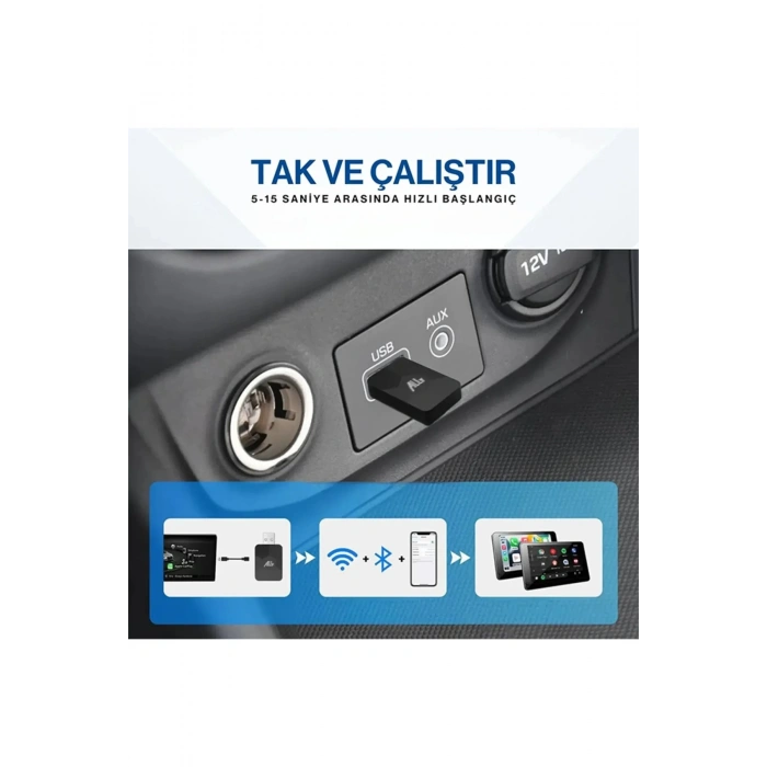Hubrendy Kargo Kablosuz Carplay & Android Auto Adaptörü - Apple Ve Android Cihazlar İçin Evrensel Wireless Carplay Çevirici