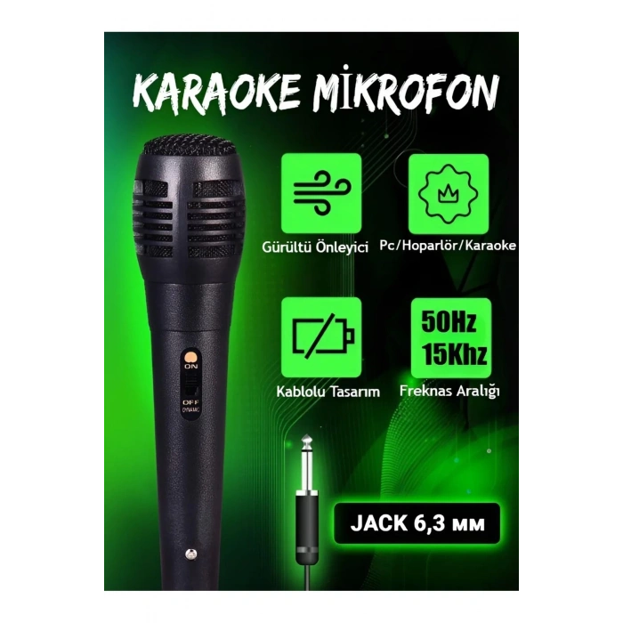 Hubrendy Kargo Karaoke Mikrofon Kablolu Mikrofon 6.5 Mm Karaoke Mikrofonu