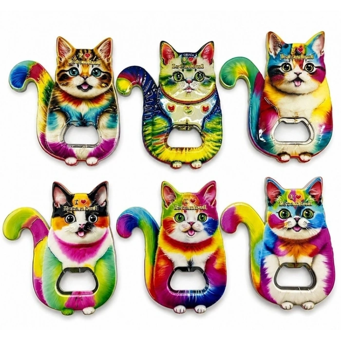 Hubrendy Kargo Kedi Tasarımı İstanbul Temalı Buzdolapı Süsü Magnet Alk5407