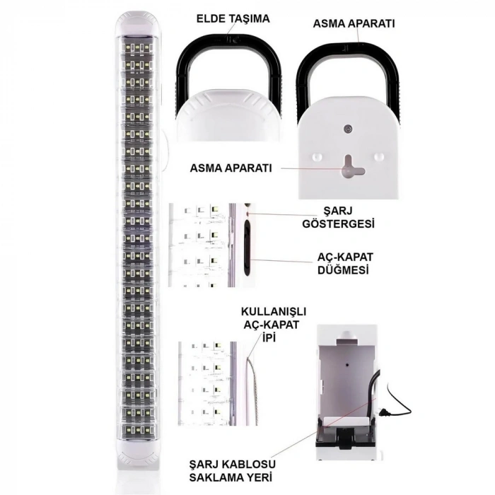 Hubrendy Kargo Ledpoint Lp-6069 Akülü 69 Led Şarjlı Işıldak
