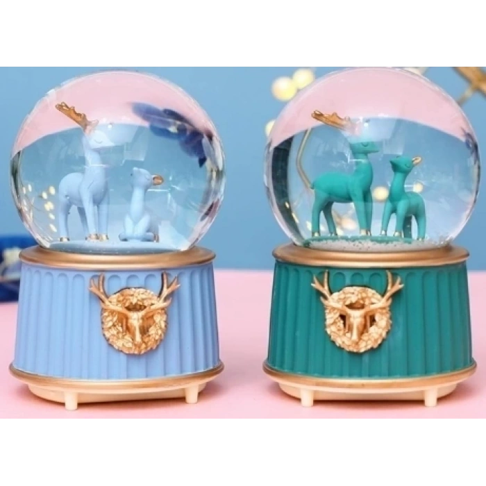 Hubrendy Kargo Mavi-yeşil Geyik Kar Küresi Küçük Boy