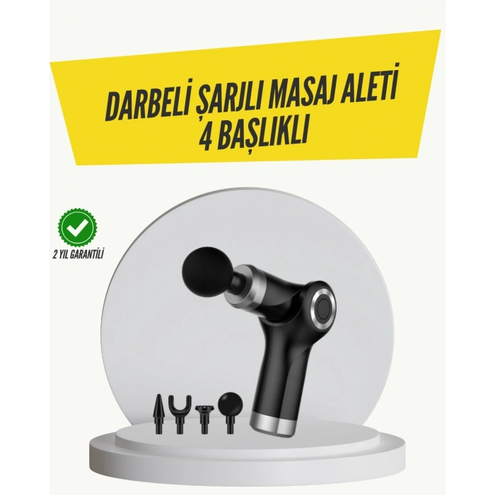 Hubrendy Kargo Mini Masaj Tabancası 4 Başlık 6 Hız Ayarlı